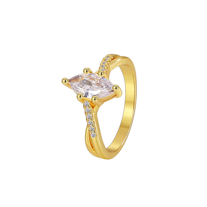 R0434 Fashionable Simple Heart Zircon Ring for Women Elegant Versatile