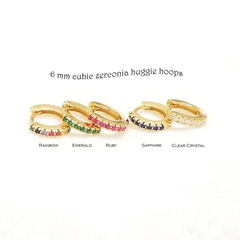 925 Sterling Silver Pave Zircon Colorful Ear Cuffs Multi Size — jewelry style image 05
