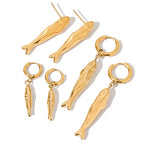 2H Stainless Steel Fish Earrings Ear Jewelry Design Sense Stud Earrings Accessories