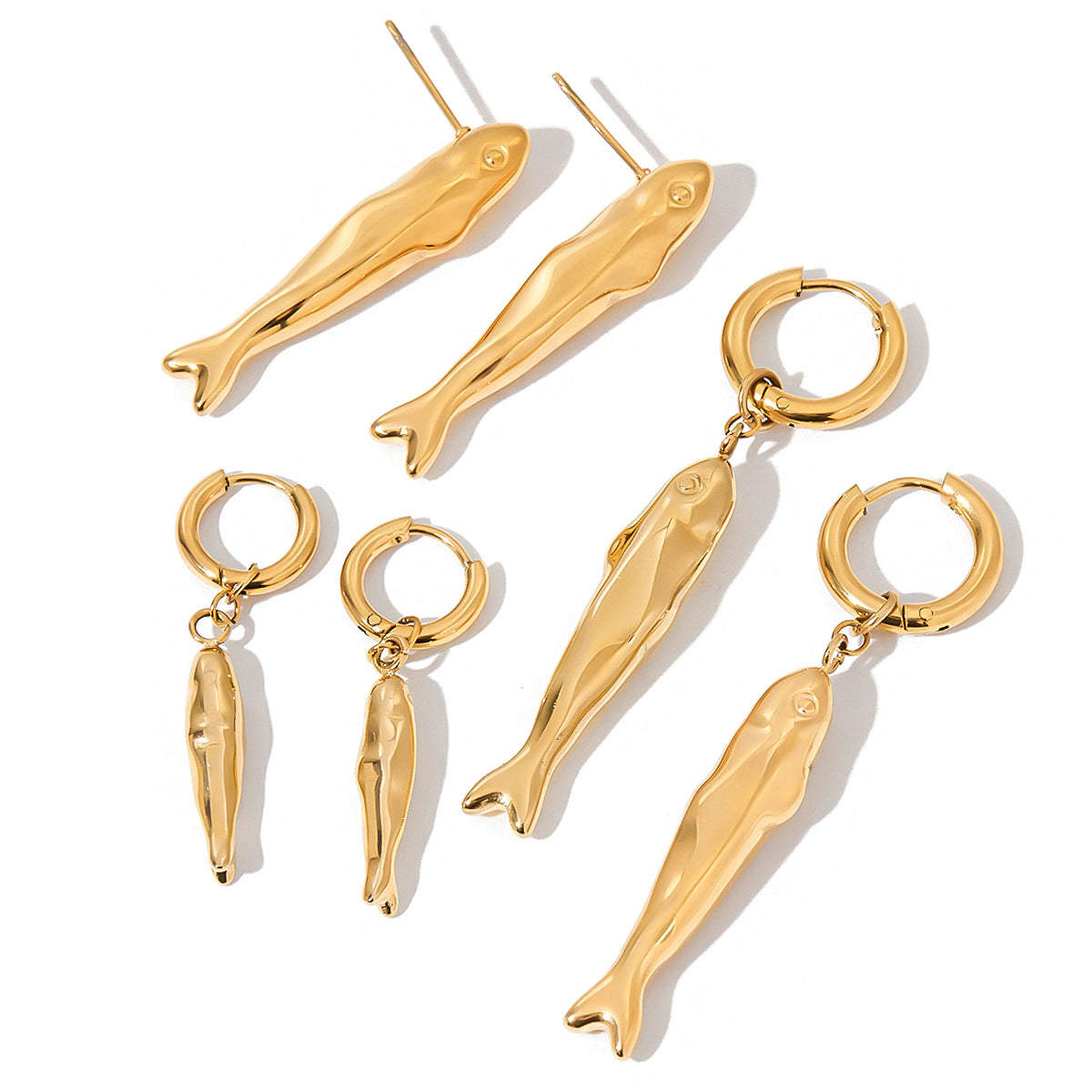 2H Stainless Steel Fish Earrings Ear Jewelry Design Sense Stud Earrings Accessories