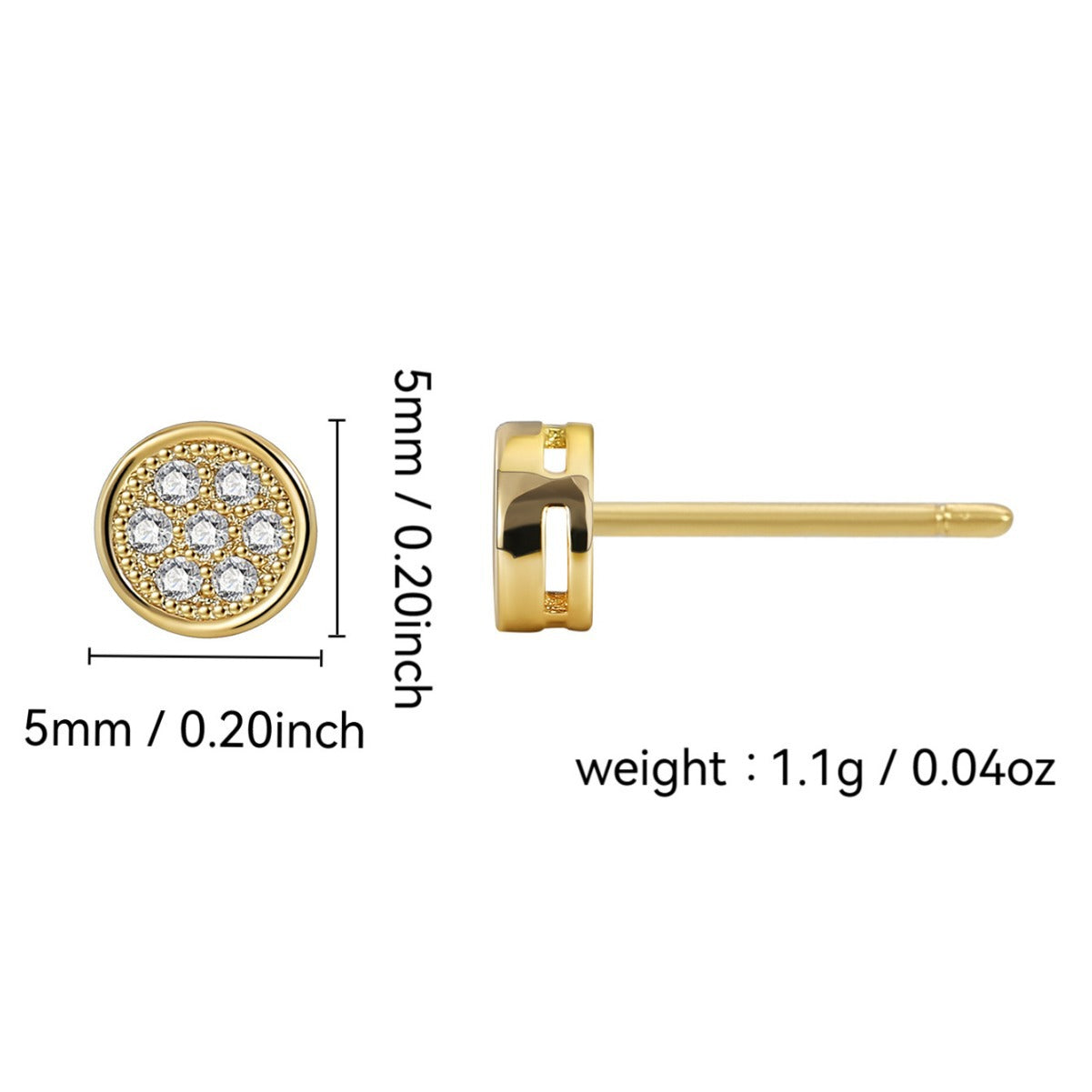 E0565 New Design Simple Style Earrings for Women gold Round Micro Pave Zircon Earrings