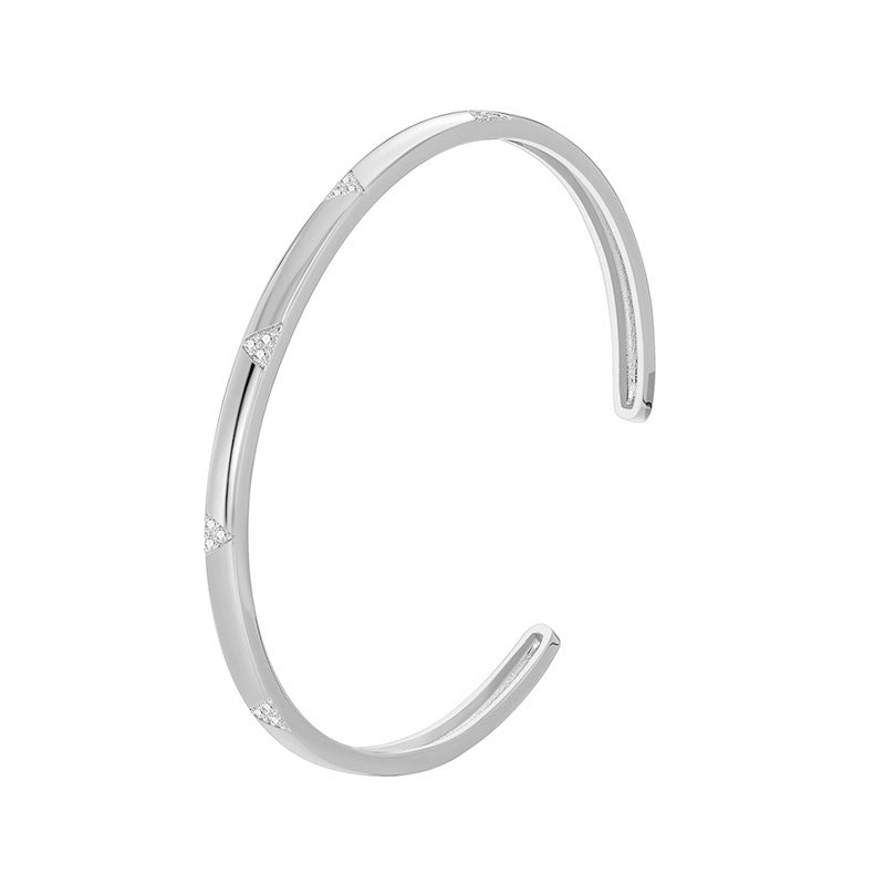 B0167 French Design Triangle Texture Bracelet for Women Brass Gold-Plated Micro-Inlaid White Zirconia Bracelet