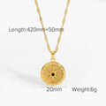 Gold-Plated Brass Round Pendant Necklace with Minimalist Detail with gold-tone brass construction