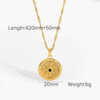 Designer Coin Round Pendant Necklace Minimalist Versatile Retro Personality Sweater Chain for Women