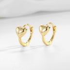 SE0330 S925Old Money Heart-shaped Earrings Minimalist Trendy Smooth Earrings Hoop Earrings