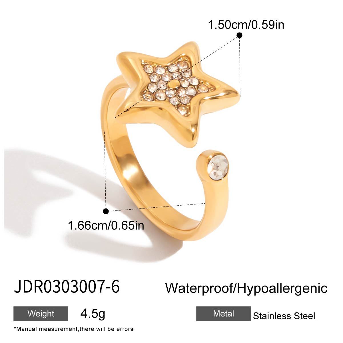 Original Design Five-Pointed Star Ring Non-Fading Jewelry Stainless Steel Accessories ring