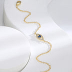 2HB0166 Unique Trendy Design Demon Eye Genderless Tassel Chain Cool Style Blue Zircon Bracelet