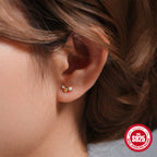 S925Sterling Silver Geometric Star Inlaid with Diamonds Fashion Flat Head Piercing Threaded Ear Bone Stud New Hot-Selling Earrings for Women
