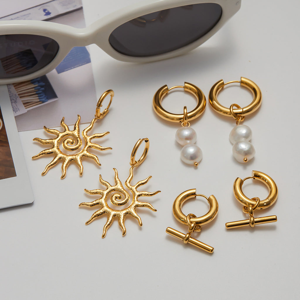 Stainless Steel Pearl Earrings Studs Jewelry Summer