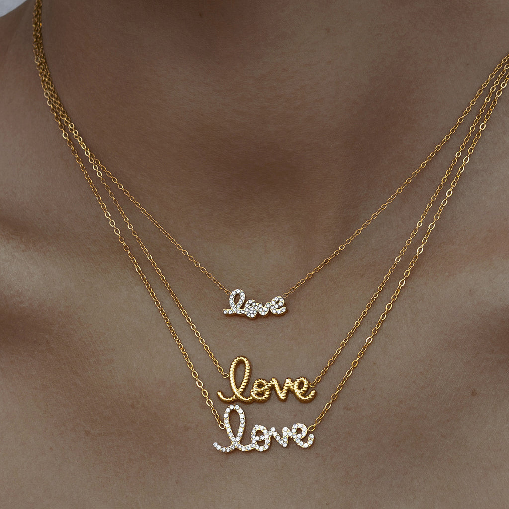 Stainless Steel Letter Necklace Diamond Clavicle Chain Necklace necklace