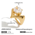 Cubic Zirconia Stainless Steel Ring in Gold-Plated — Contemporary Edit — detail view — jewelry finish and design detail