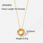 2H New Style Stainless Steel Necklace 18K Gold Inlaid Zircon Hollow Circle Pendant Necklace Jewelry for Women