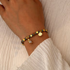 B0245 Copper plating14k Gold Heart Zircon Fashion Beaded Vacation New Bracelet