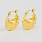 E0643 Minimalist Cool Style Design Gender-Neutral Earrings Copper Plated Real Gold Irregular Concave Ear Cuffs