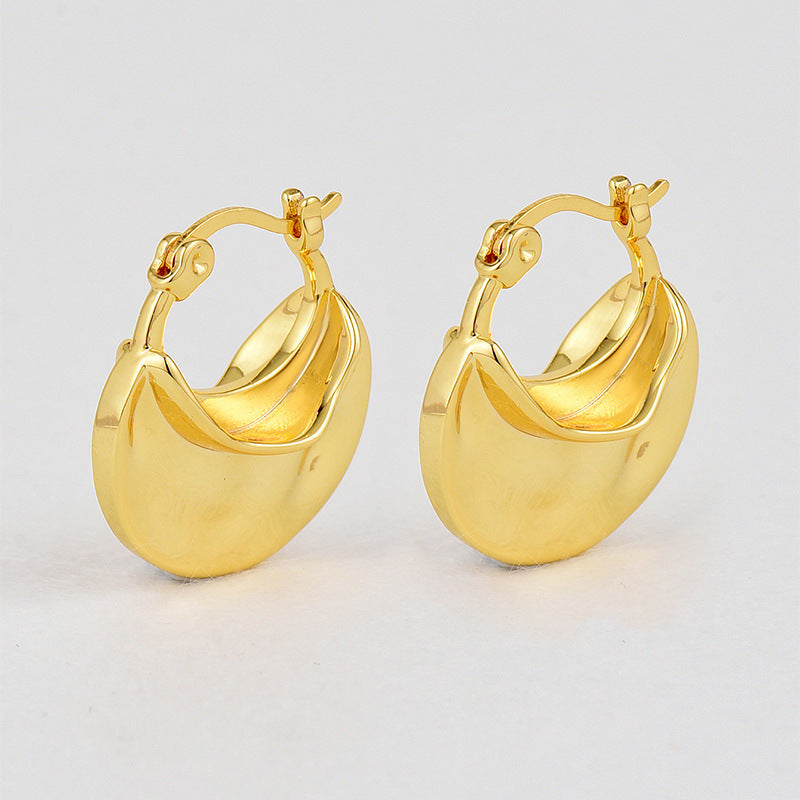 E0643 Minimalist Cool Style Design Gender-Neutral Earrings Copper Plated Real Gold Irregular Concave Ear Cuffs