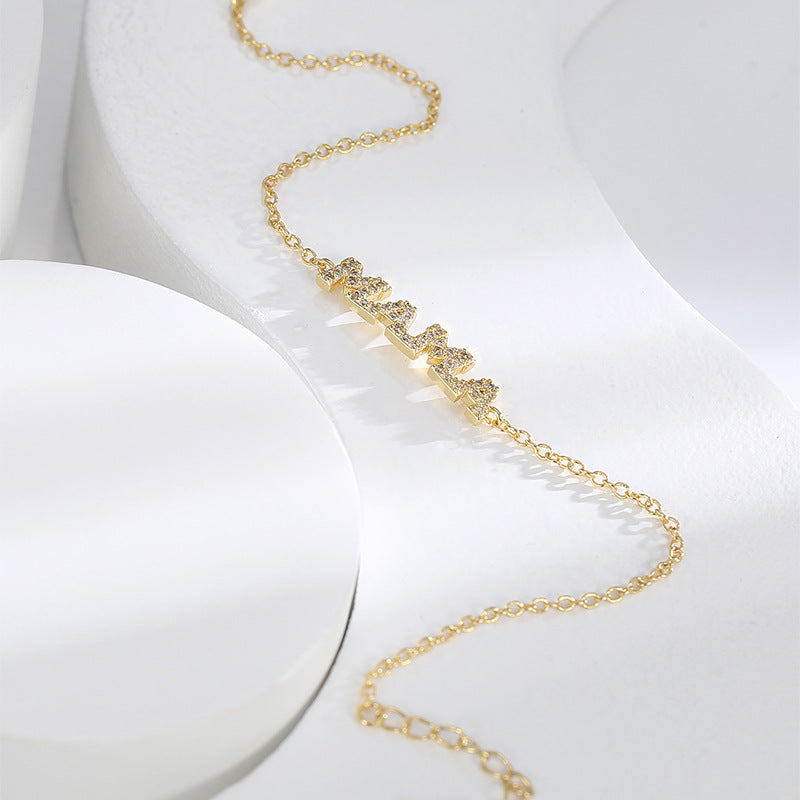 B0164 New Mother's Day Creative Zirconia Letter Bracelet for Women Fashionable Family Sentiment Beautiful