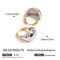 Gold-Tone Stainless Steel Stud Earrings with Geometric Enamel Detail with a geometric design profile