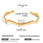 Zircon Bracelet for Women, Non-Fading Open Bangle, Stainless Steel Jewelry