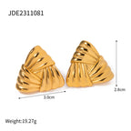 2H New style stainless steel earrings18k Gold Non-Fading Earrings Spiral Wave Strip Earrings