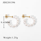 2H French Style  Blogger Same Style Earrings Xiaomi Pearl C Fashionable and Elegant Women's Hoop Earrings Jewelry