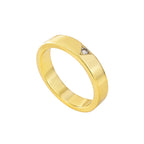 R0172 Brass Jewelry Single Diamond Ring for Women Minimalist Smooth Plain Ring Cool and Simple