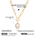 Cubic Zirconia Stainless Steel 18K Gold-Plated Necklace — close-up detail — jewelry finish and design detail