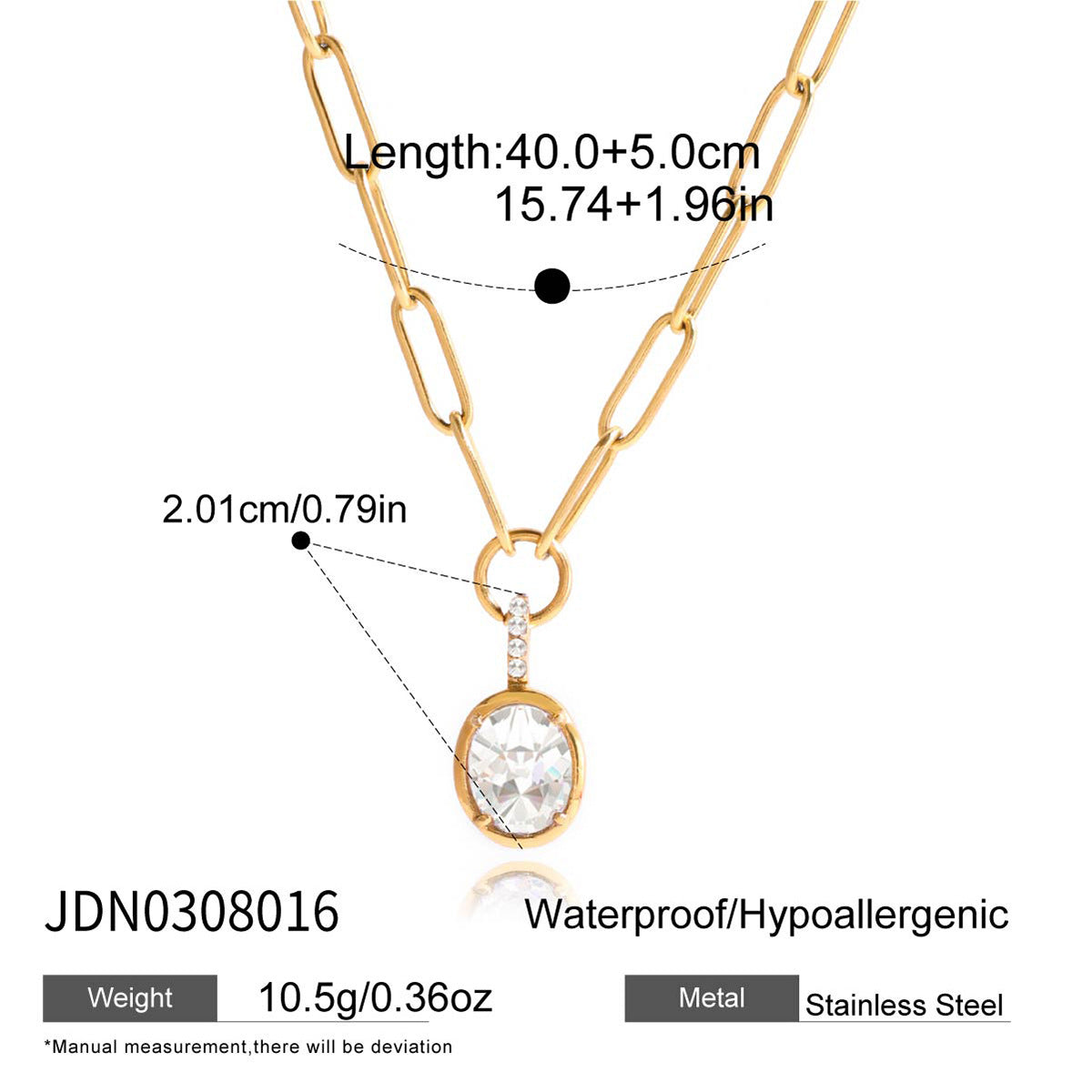 18k Zircon Necklace Collarbone Chain Non-Fading Jewelry Stainless Steel Accessories