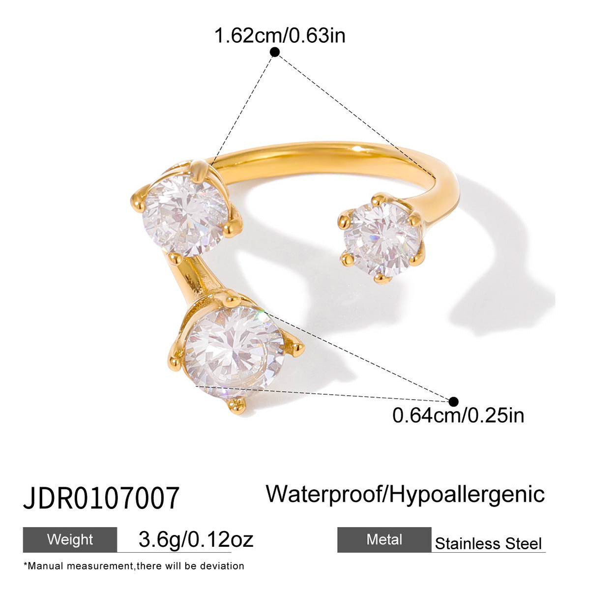 2H Zircon Ring Non-Fading Stainless Steel Ring ring