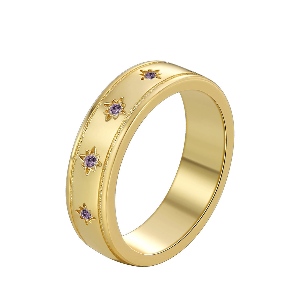 R0578 French Minimalist Monochrome Retro Design Ring for Women Fashion Micro Pave Zircon Ring