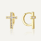 SE0078 S925Silver plating14K Gold Cross Zirconia Earrings for Women New Earrings