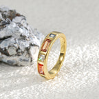 R0235 Brass Gold-Plated Fashion Retro Zircon Ring for Women Micro-Inlaid White Zircon Ring Jewelry