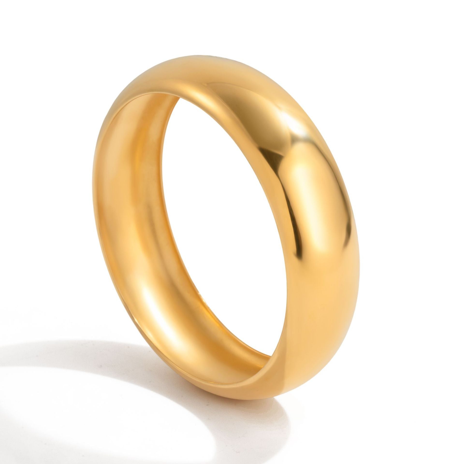 18K Gold Stainless Steel Ancient Method Plain Circle Bracelet for Women Non-Fading Jewelry Stainless Steel