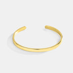 B0014 New Simple Fashion Real Gold Plated gold Bracelet Arc Smooth Open Bangle for Women
