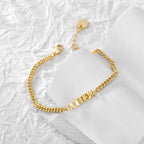 Gold-Plated Brass Cuban Link Chain Bracelet with Linked Detail for private-label fashion jewelry buyers
