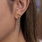 Stainless Steel Color Block Chain Tassel Earrings Studs18K Ornament