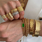 Ornament18k Gold Stainless Steel Wide Bracelet Open Bangle