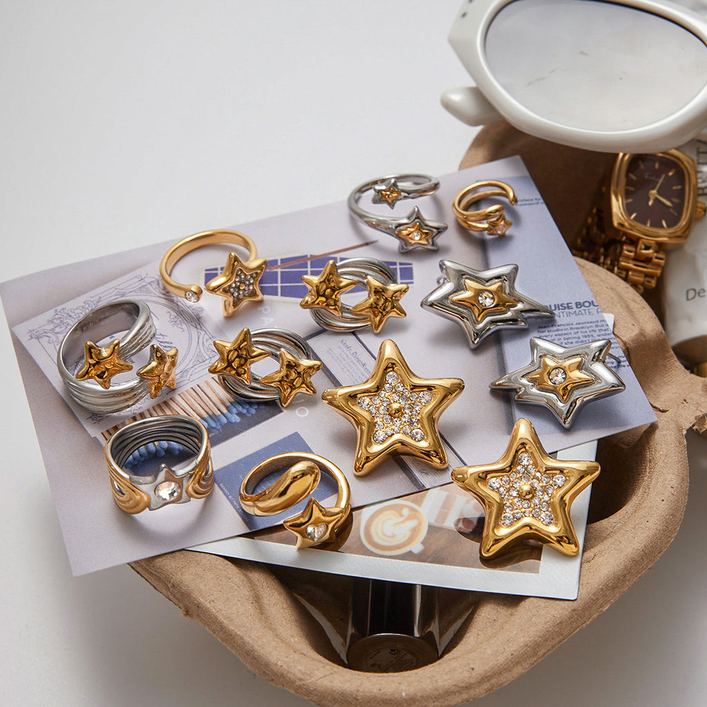 Original Design Five-Pointed Star Ring Non-Fading Jewelry Stainless Steel Accessories ring