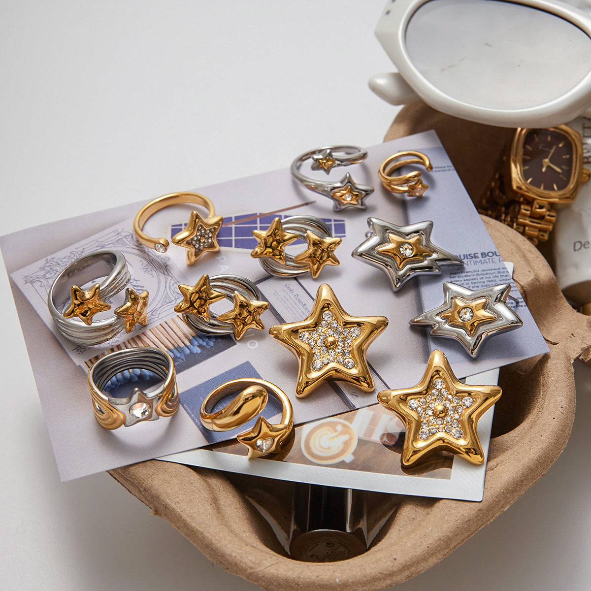 Original Design Five-Pointed Star Ring Non-Fading Jewelry Stainless Steel Accessories ring