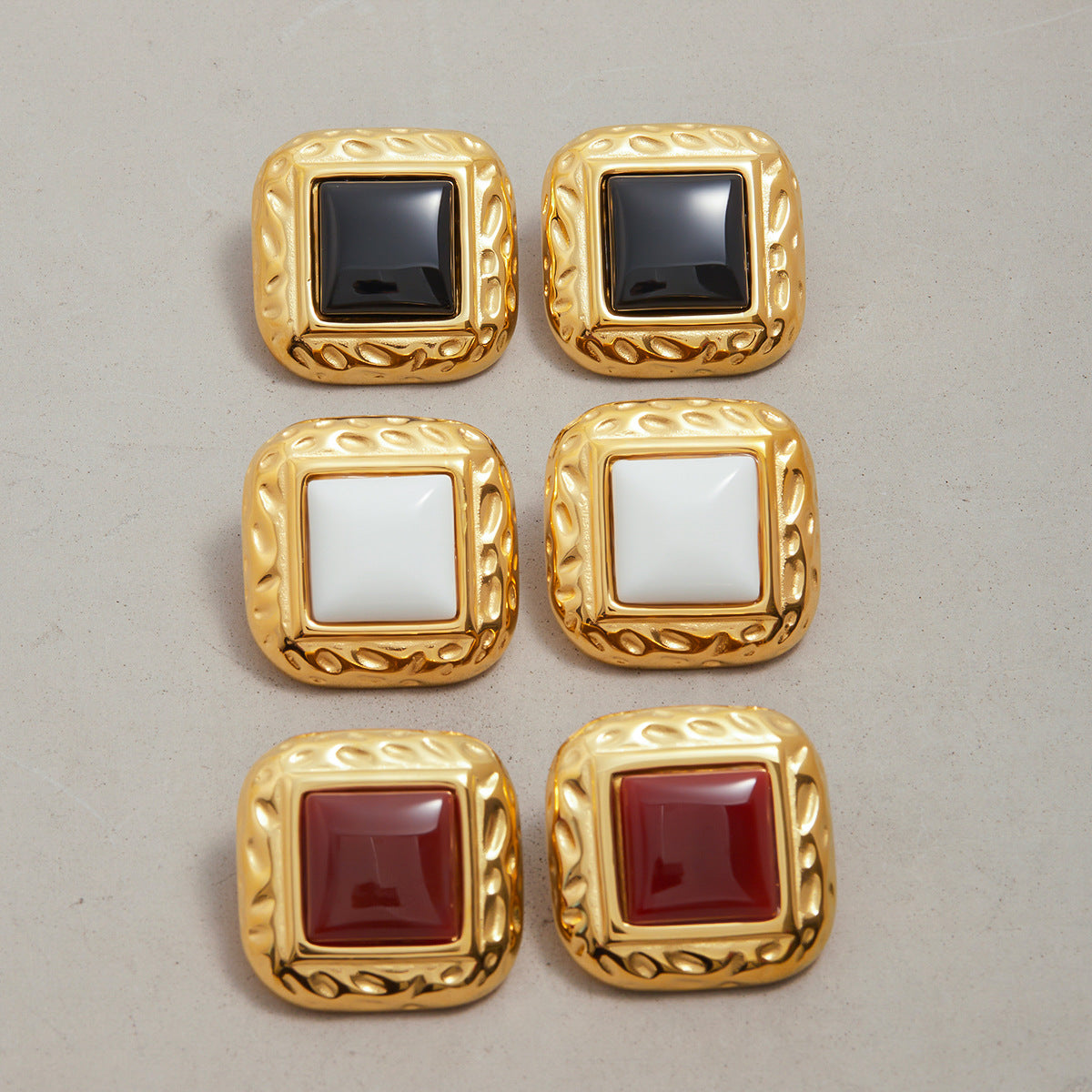 Stainless Steel Agate Stud Earrings for Women, Non-Fading Earrings Jewelry