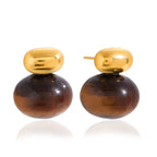 2H Tiger Eye Stone Earrings Autumn Winter Ear Accessories Stainless Steel Jewelry Non-Fading