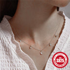 Sterling Silver Star Moon Diamond Necklace Stacked Collarbone Chain