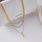 2H Three-layer Zircon Stacked Necklace Collarbone Chain Stainless Steel Jewelry Accessories