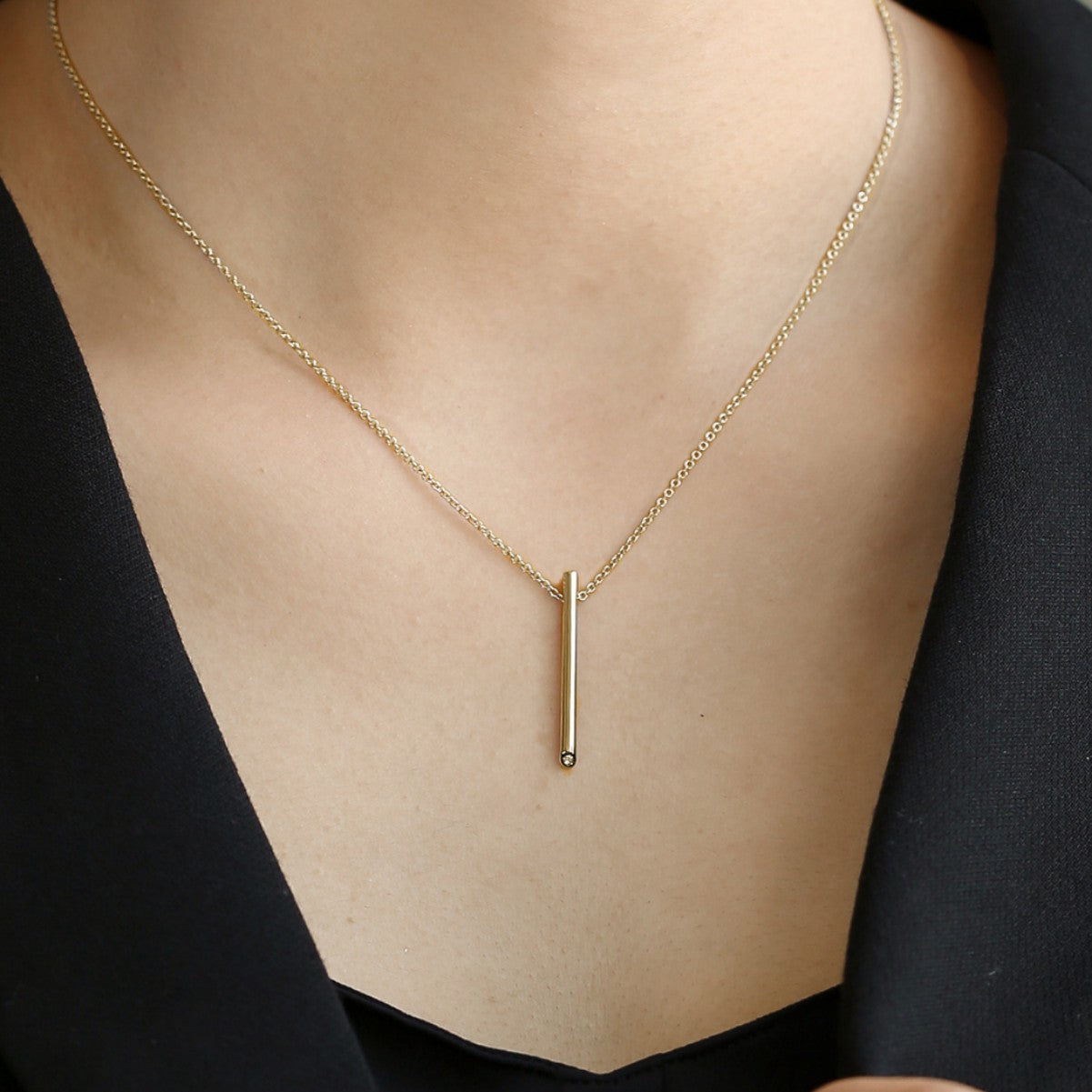 N0010 Line Fashion Elegant Design Necklace Japanese and Korean Simple Geometric Square Pendant