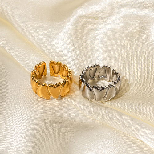 18K Gold Stainless Steel Heart Open Ring Women's Fashion Individually Packaged Geometric Jewelry — product image 01
