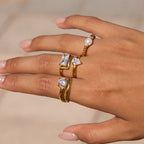 Stainless Steel Zircon Pearl Ring Non-Fading Jewelry for Women