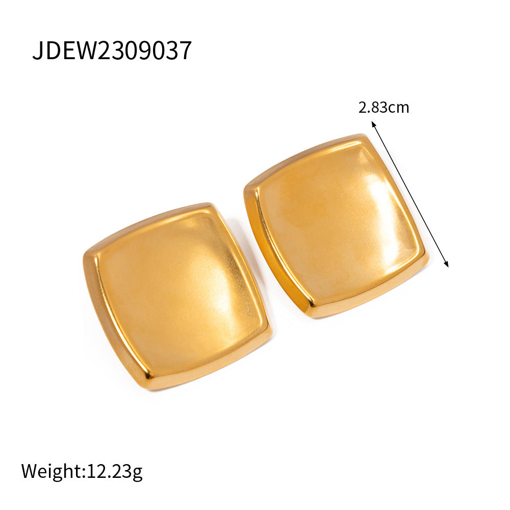 2H Trendy Simple Retro New Style18K Gold Rectangular Earrings for Women Trendy Minimalist Style Jewelry