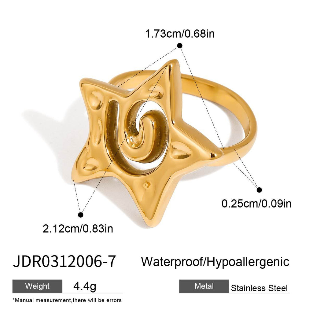 Five-pointed Star Jewelry Ring Non-fading Jewelry Necklace Stainless Steel Earrings