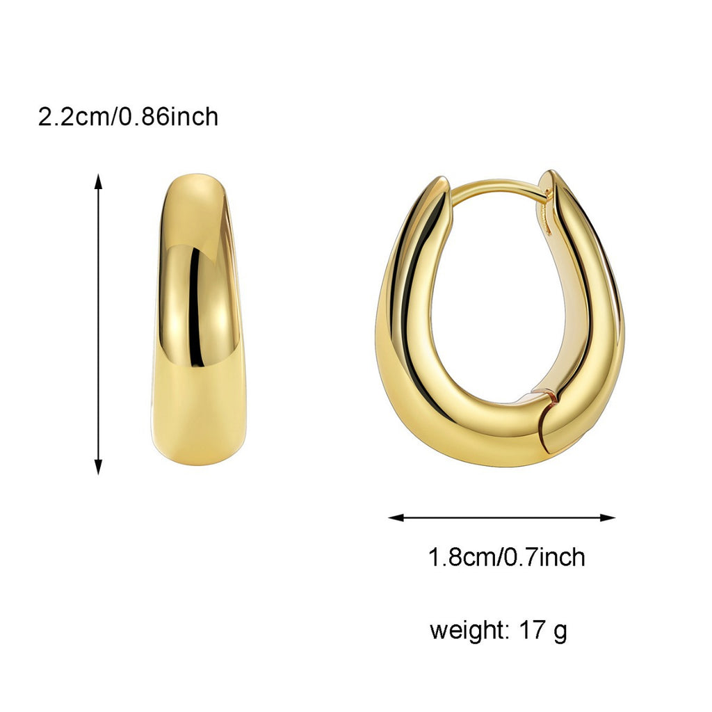 E0495 New Brass Gold-Plated Simple Design Earrings for Women Fashion Retro Ear Accessories
