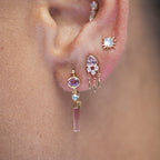 S925Sterling Silver Mini Triangle Tassel Zircon Spiral Cartilage Earrings Creative Piercing Earrings