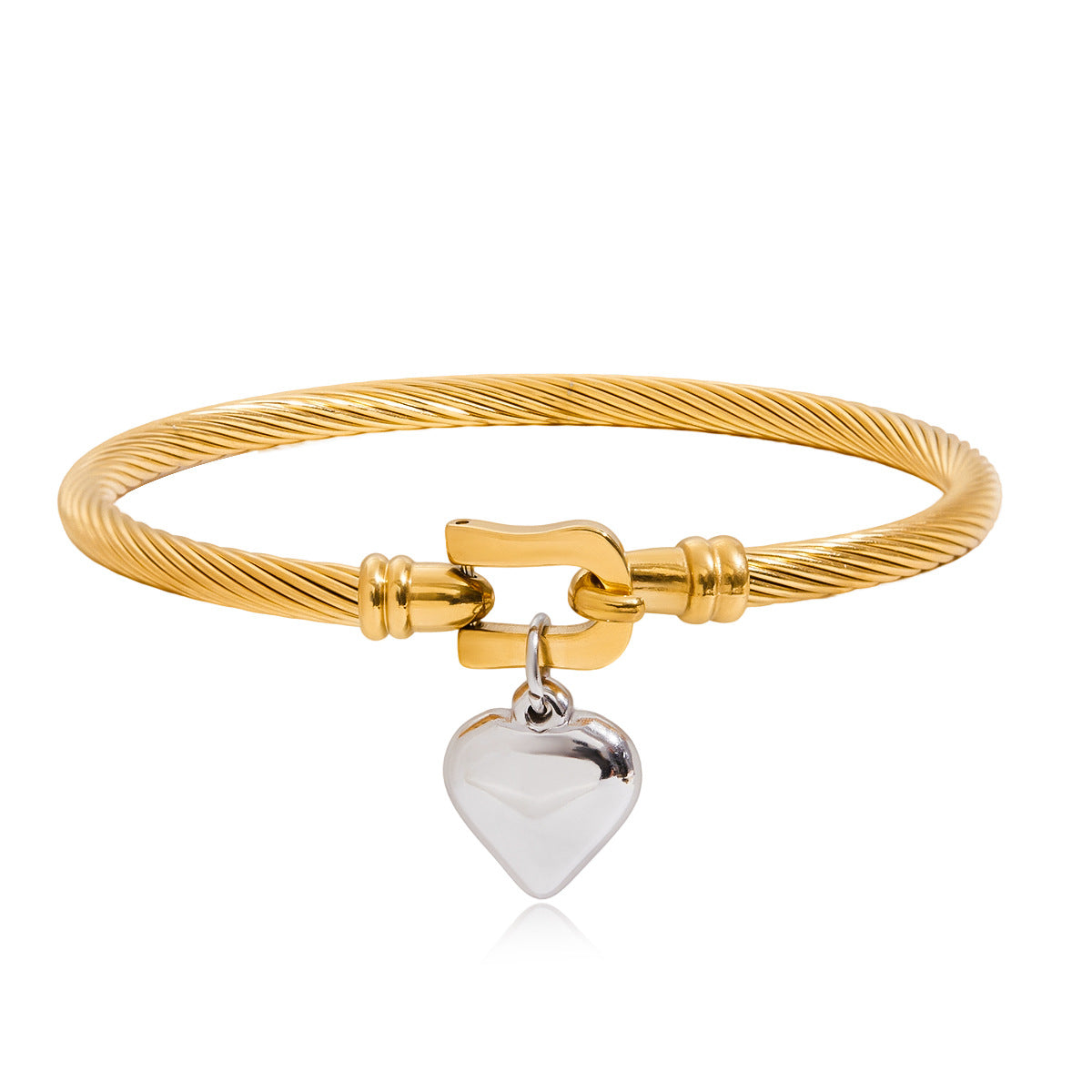 18k Gold Stainless Steel Heart Bracelet Jewelry Non-Fading Bangle Accessories